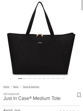 Tumi Black Nylon Bag with Gold Logo